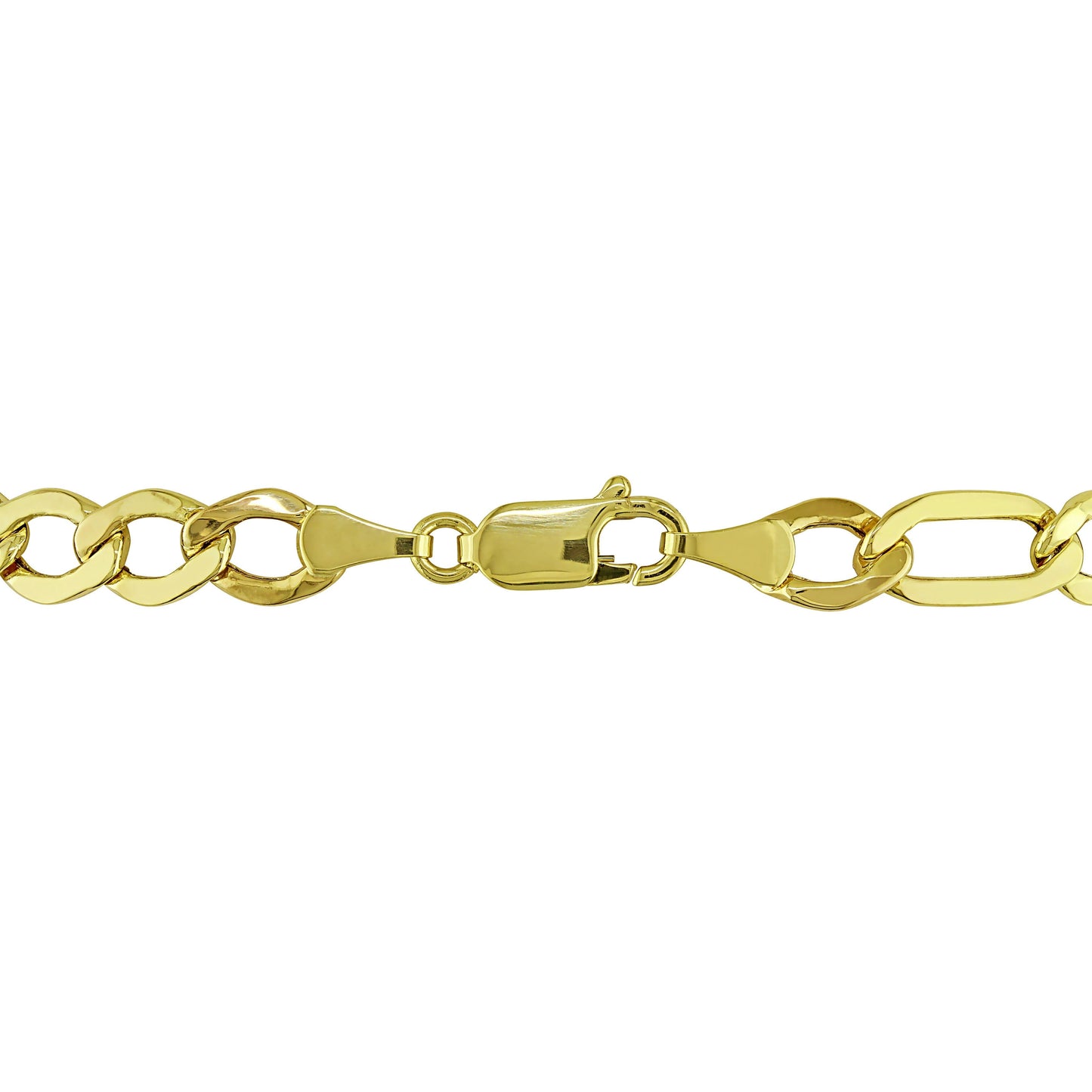 10k Yellow Gold Figaro Bracelet in 7mm