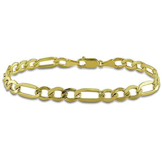 10k Yellow Gold Figaro Bracelet in 7mm