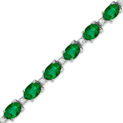 10ct Emerald & Diamond Tennis Bracelet in 14k White Gold