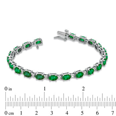 10ct Emerald & Diamond Tennis Bracelet in 14k White Gold