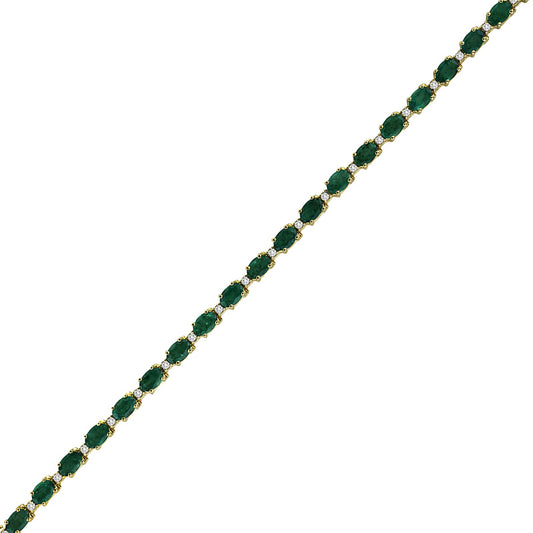 10ct Emerald & Diamond Tennis Bracelet in 14k Gold