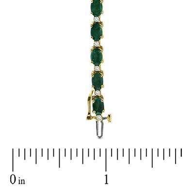 10ct Emerald & Diamond Tennis Bracelet in 14k Gold