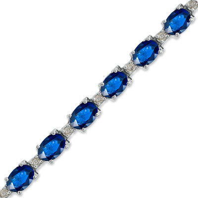11 2/5ct Blue Sapphire & Diamond Tennis Bracelet in 14k White Gold