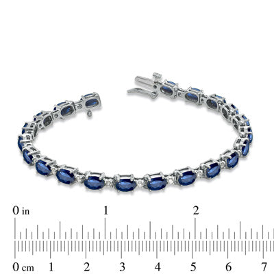 11 2/5ct Blue Sapphire & Diamond Tennis Bracelet in 14k White Gold