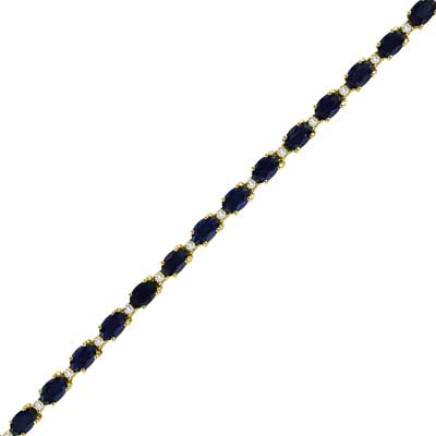 11 2/5ct Blue Sapphire & Diamond Tennis Bracelet in 14k Gold