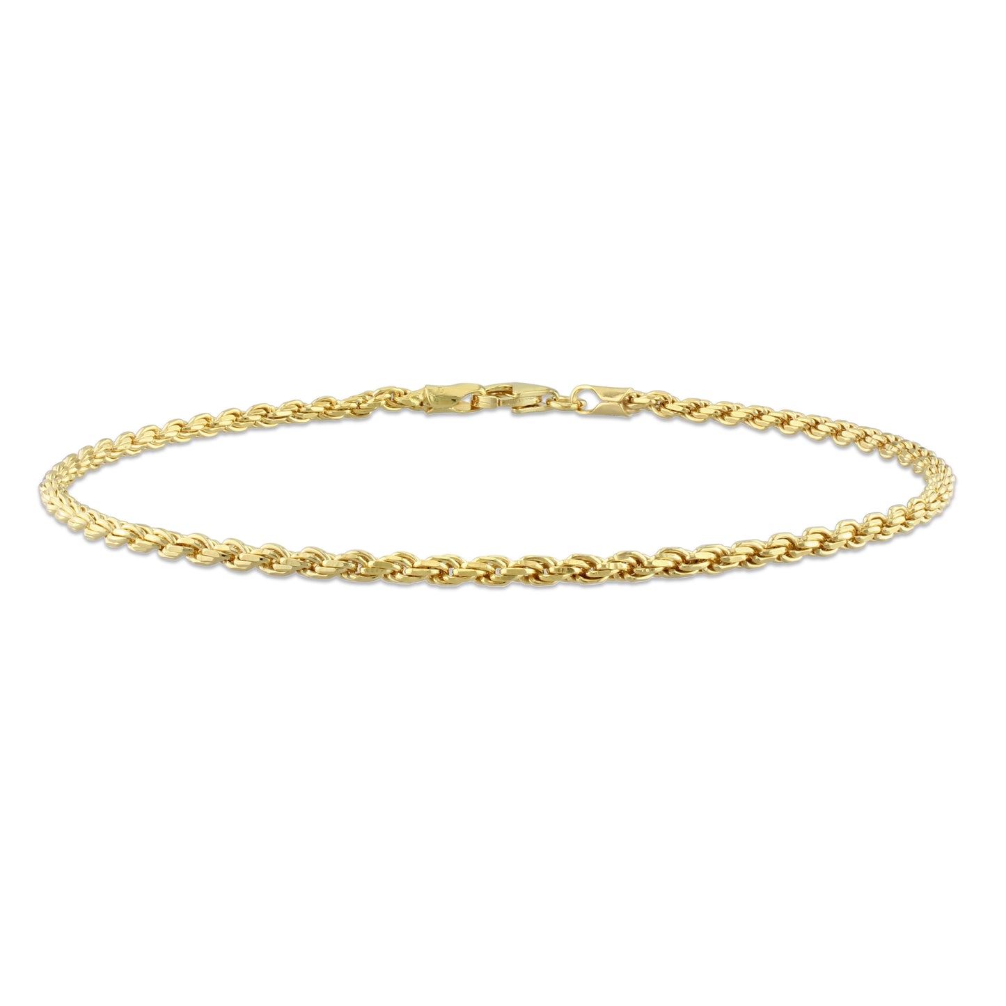 18k Yellow Gold Plated Rope Chain Bracelet in 2.2mm