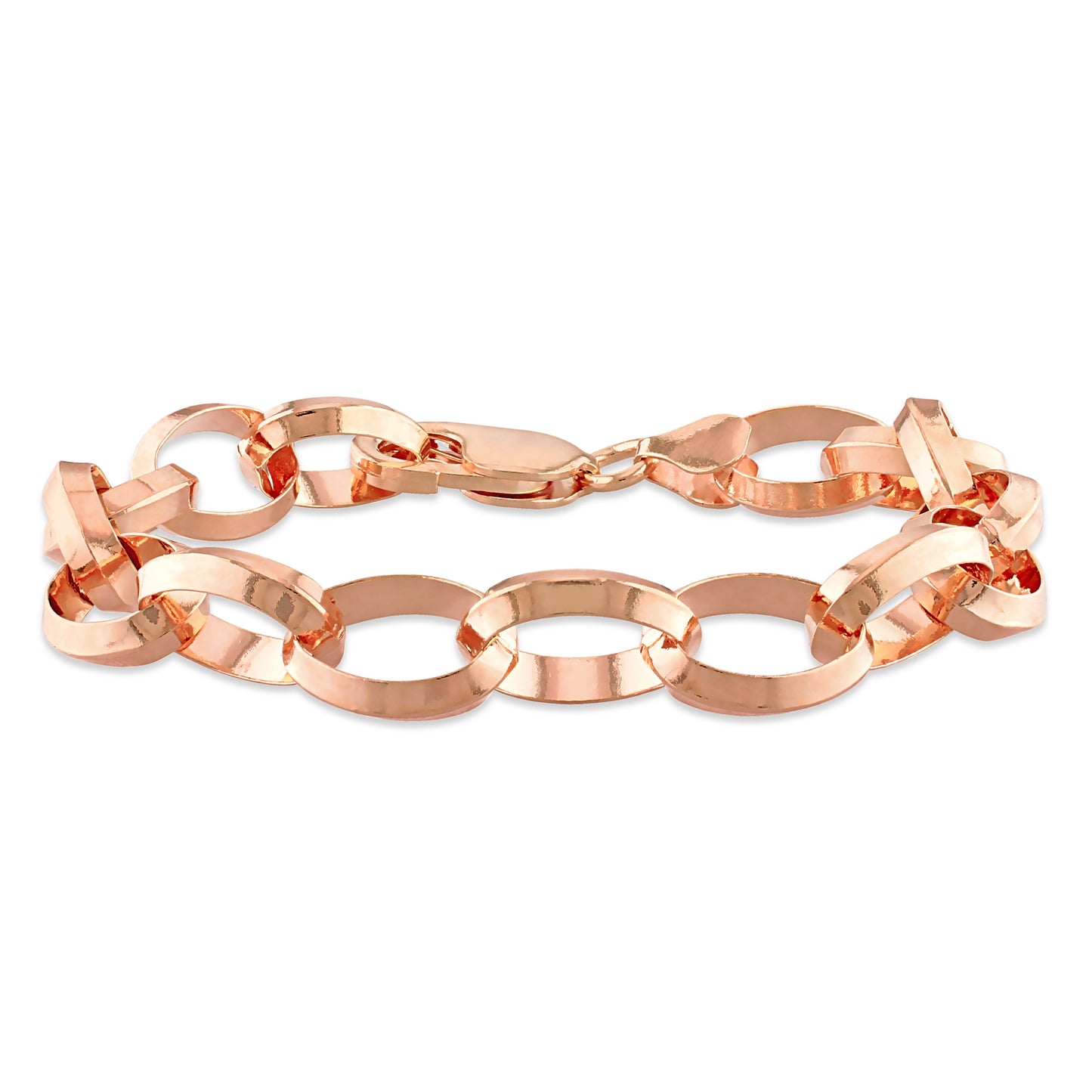 18k Rose Gold Plated Rolo Chain Bracelet in 10.5mm