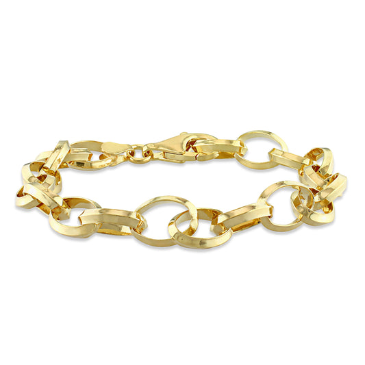 18k Yellow Gold Plated Rolo Chain Bracelet in 8mm