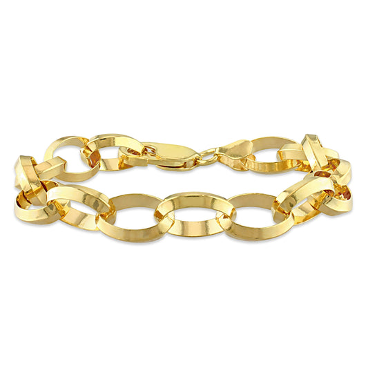18k Yellow Gold Plated Rolo Chain Bracelet in 10.5mm