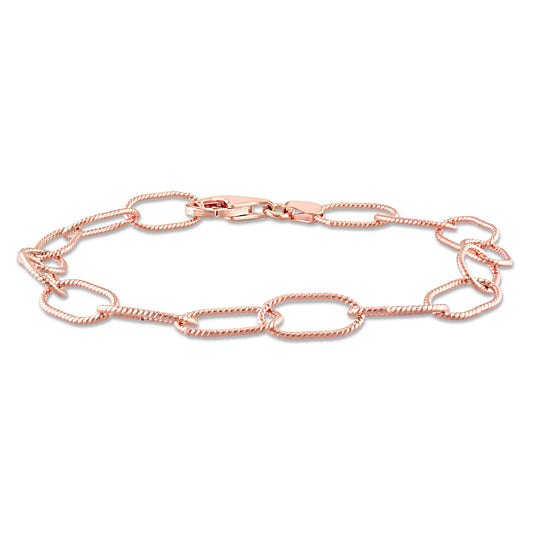 Cable Rolo Chain Bracelet in 6.5mm in Rose Silver