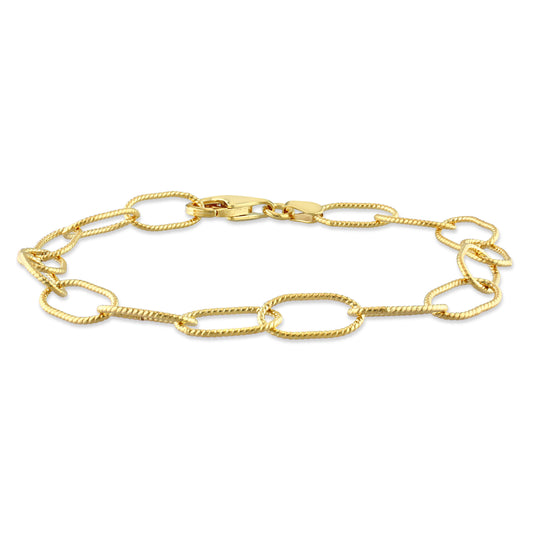 18k Yellow Gold Plated Cable Rolo Chain Bracelet in 6.5mm