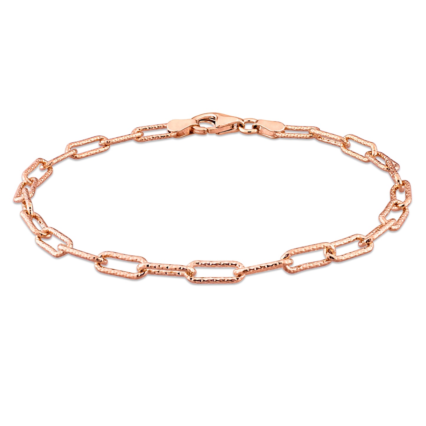 18k Rose Gold Plated Paperclip Chain Bracelet in 3.7mm
