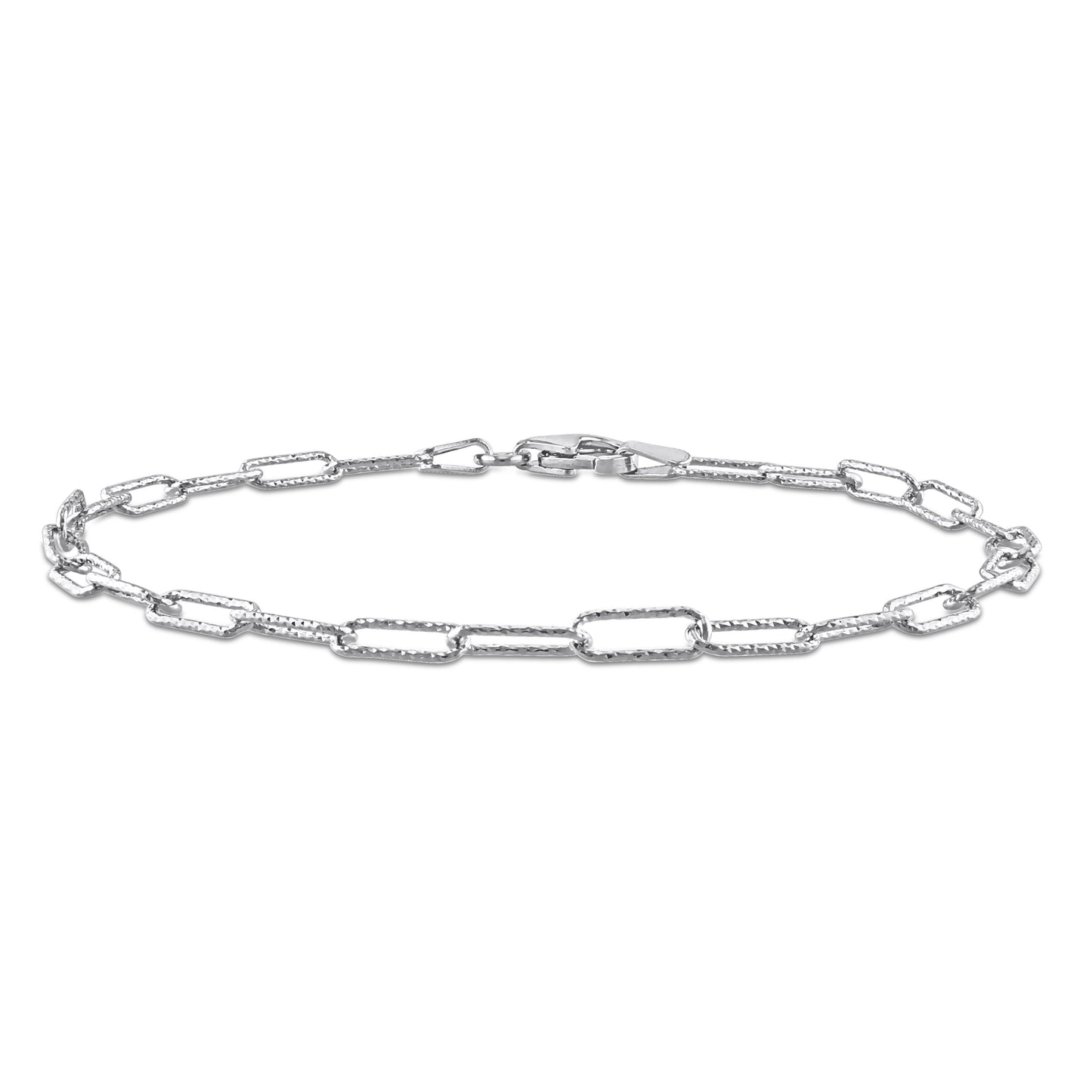 Sterling Silver Textured Paperclip Chain Bracelet in 3mm