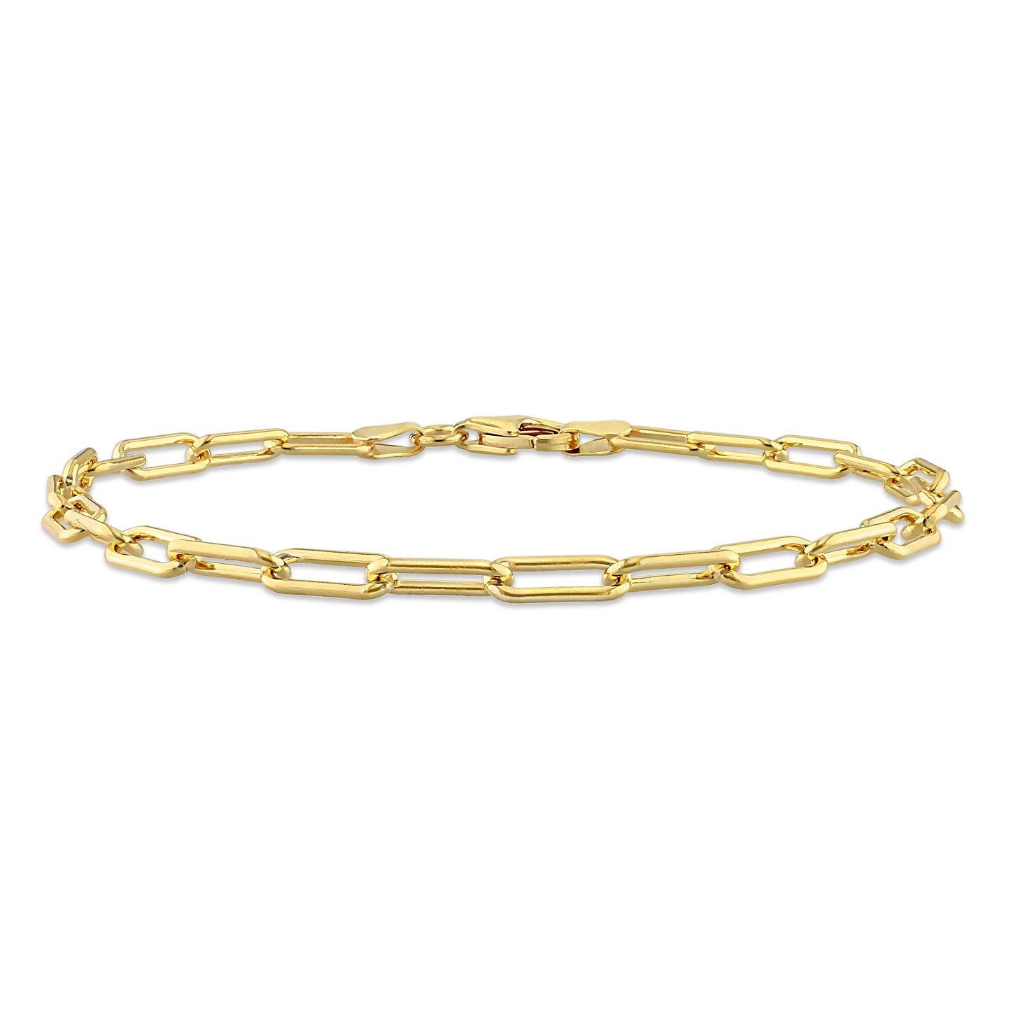 18k Yellow Gold Plated Paperclip Chain Bracelet in 3.7mm