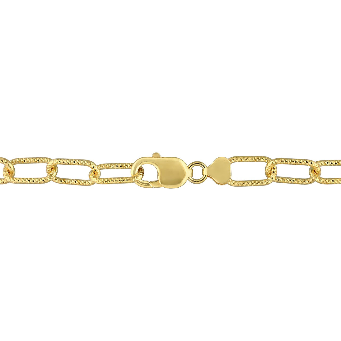 18k Yellow Gold Plated Textured Paperclip Chain Bracelet in 9mm