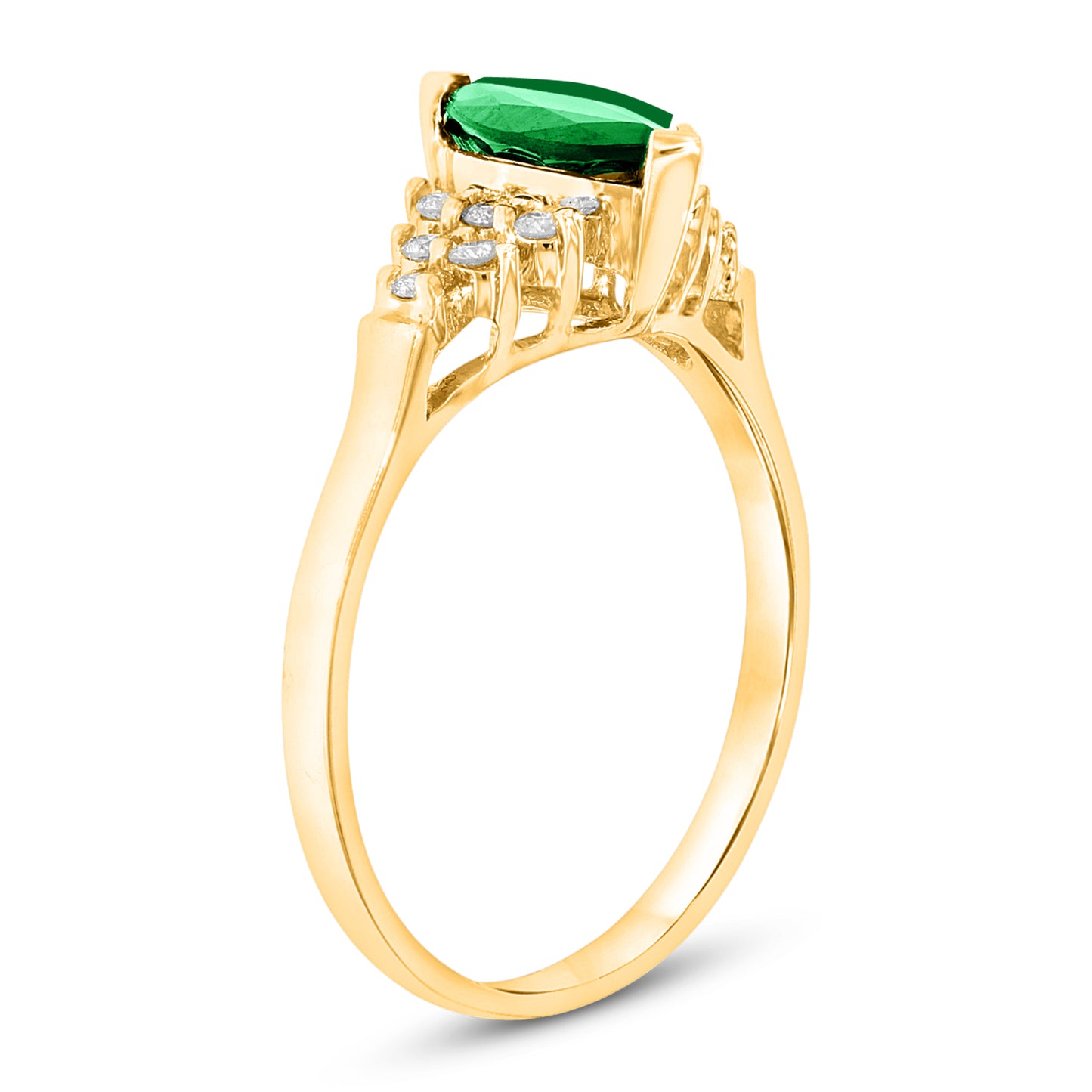 2/3ct Marquise-Cut Emerald & Diamond Ring in 14k White Gold