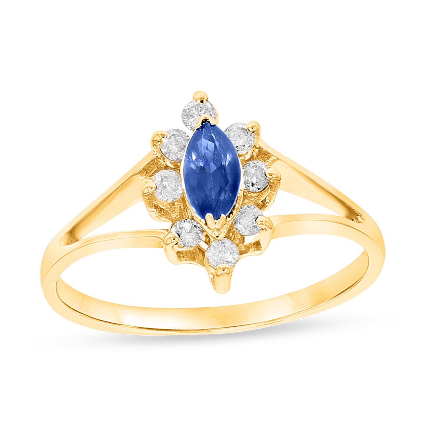 2/5ct Marquise-Cut Blue Sapphire & Diamond Ring in 14k White Gold
