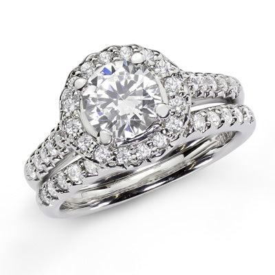 1 1/4ct Diamond Halo-Style Bridal Set in 14k White Gold