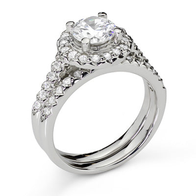 1 1/4ct Diamond Halo-Style Bridal Set in 14k White Gold