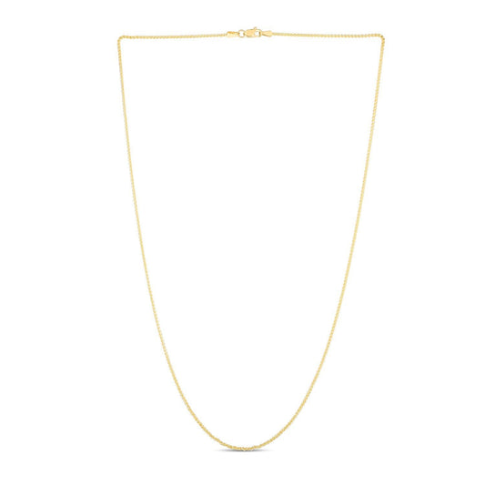 14k Yellow Gold Round Wheat Chain in 1.2 mm