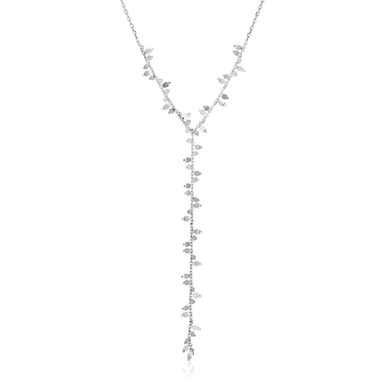 Sterling Silver 18 inch Leaf Motif Lariat Necklace