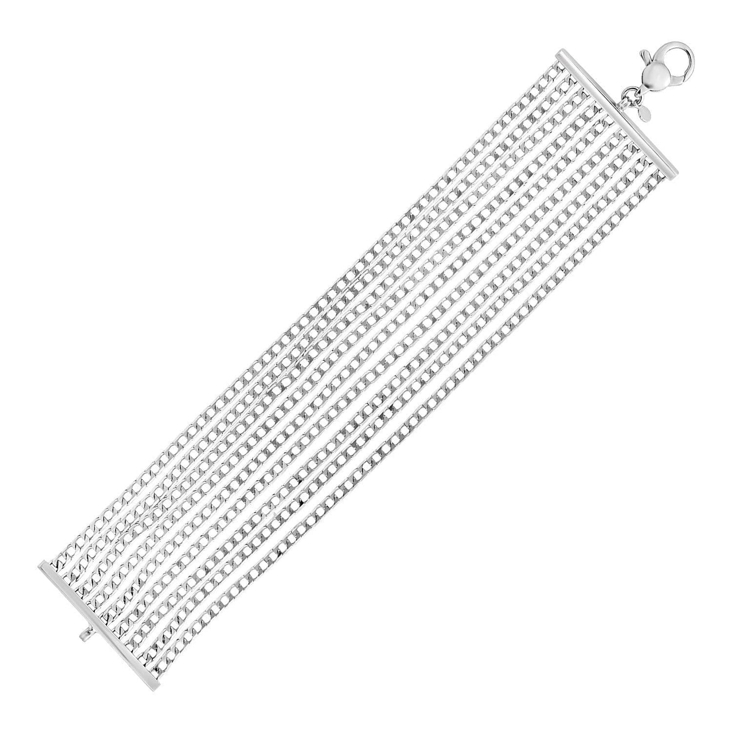 Sterling Silver 7 1/2 inch Nine Strand Polished Link Bracelet