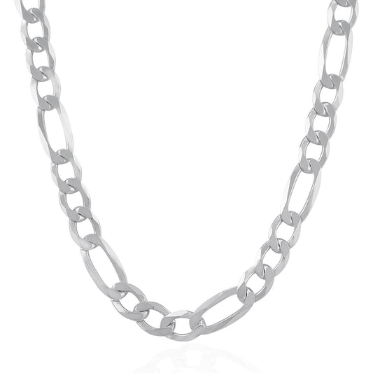 Sterling Silver Figaro Style Chain in 9.0mm