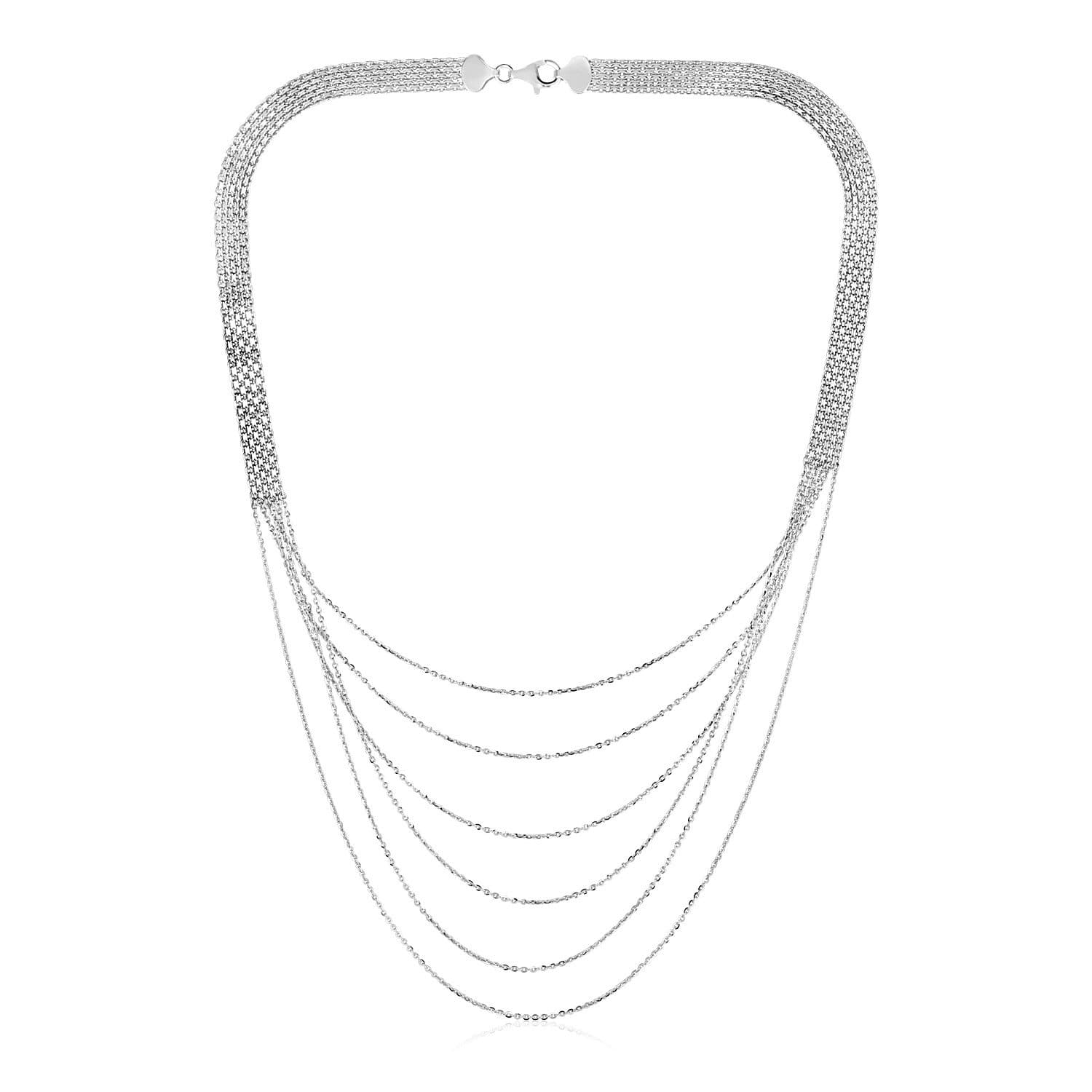 Sterling Silver 20 inch Six Strand Textured Chain Necklace