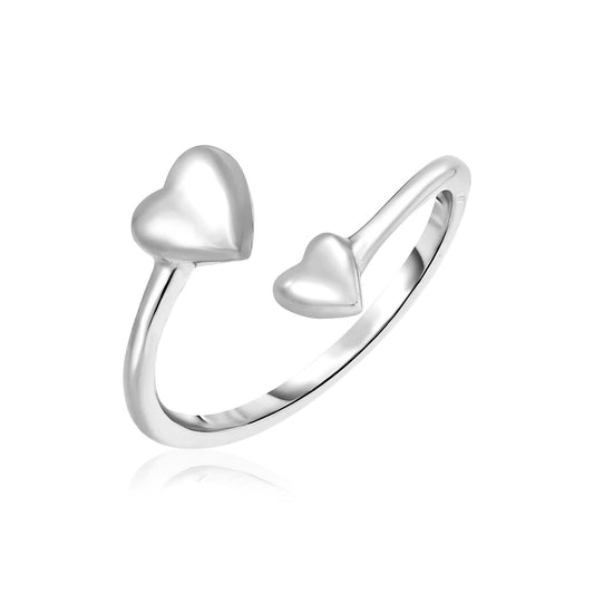 Sterling Silver Bypass Toe Ring with Hearts