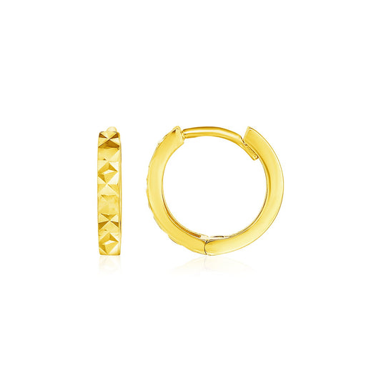 Petite Texture Hoops in 14k Yellow Gold