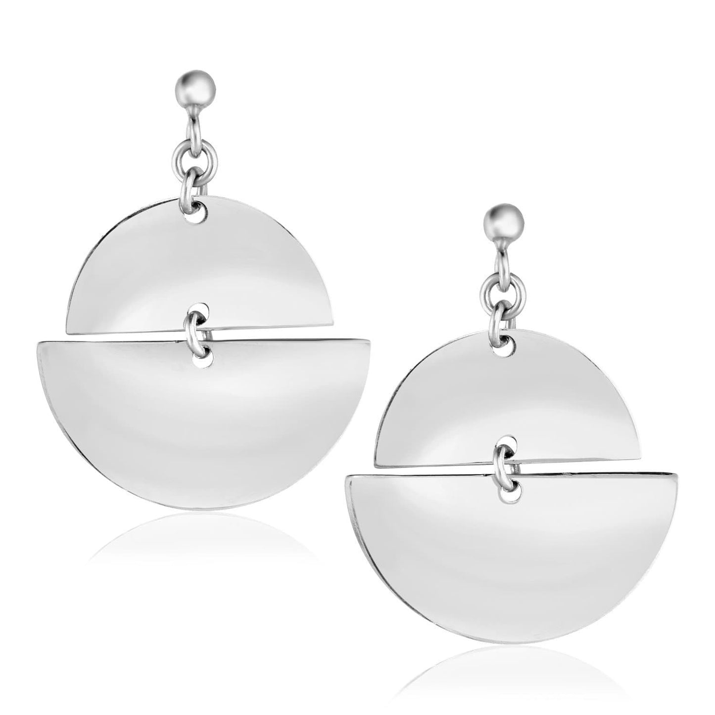 Sterling Silver Earrings with Two Polished Half Circles
