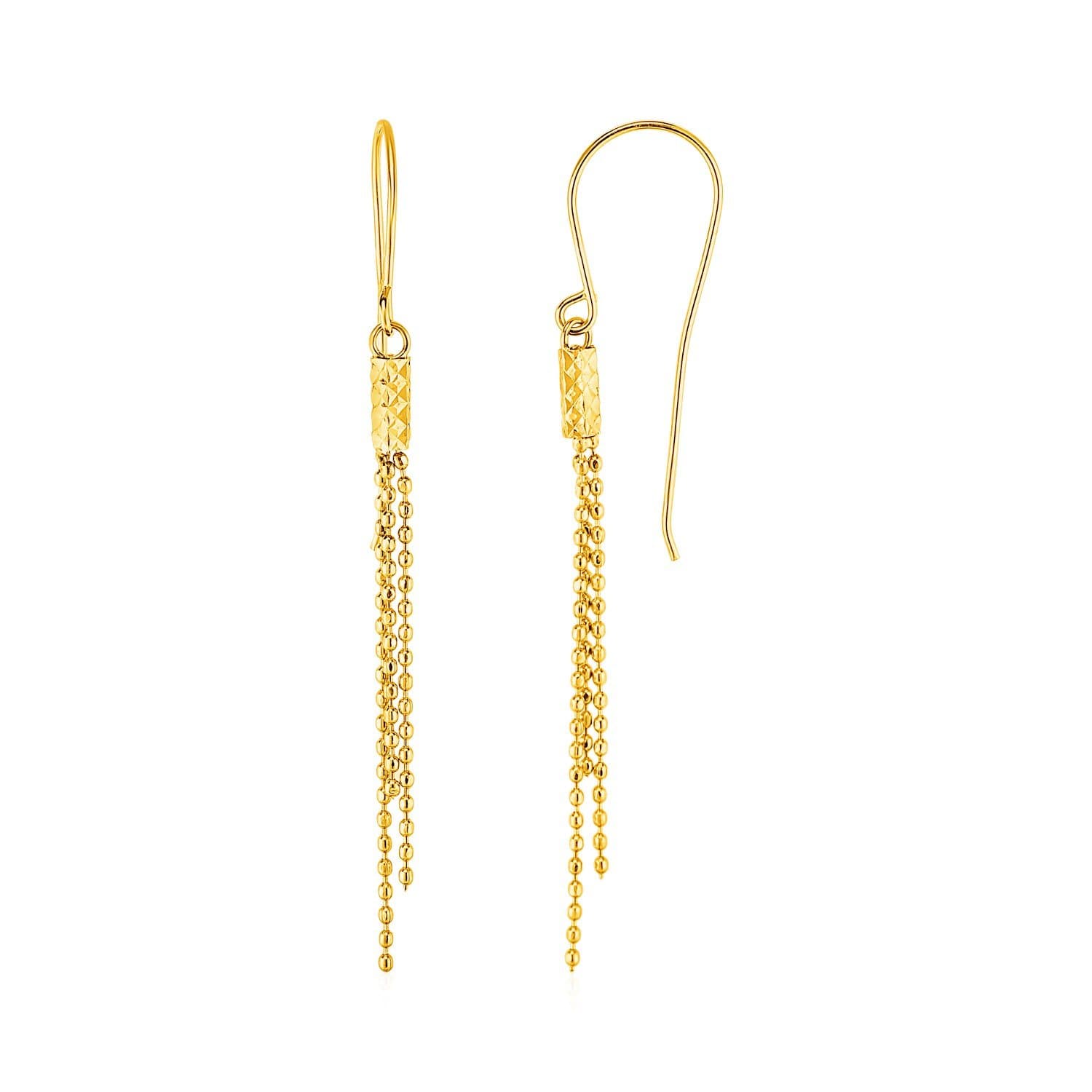 Earrings with Fine Chain Dangles in 10k Yellow Gold