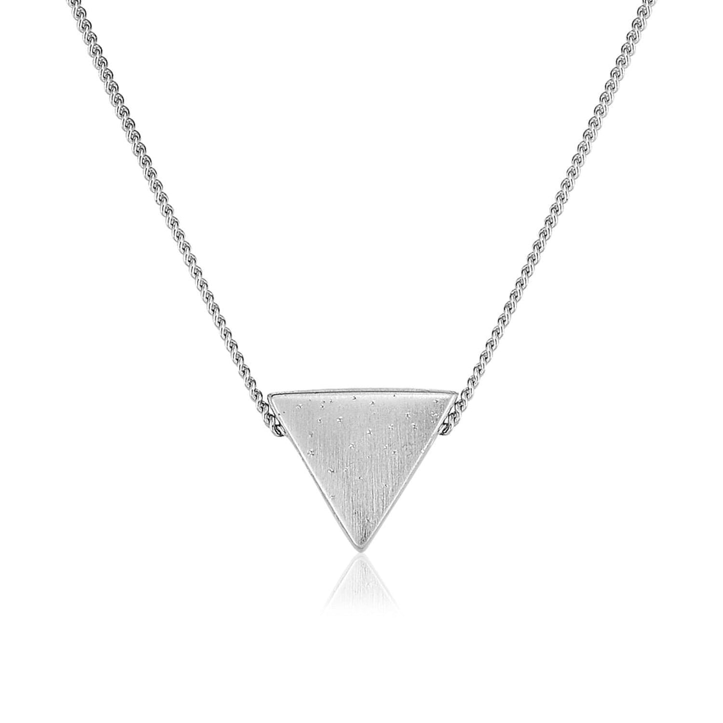 Sterling Silver 18 inch Triangle Necklace with Sparkle Texture