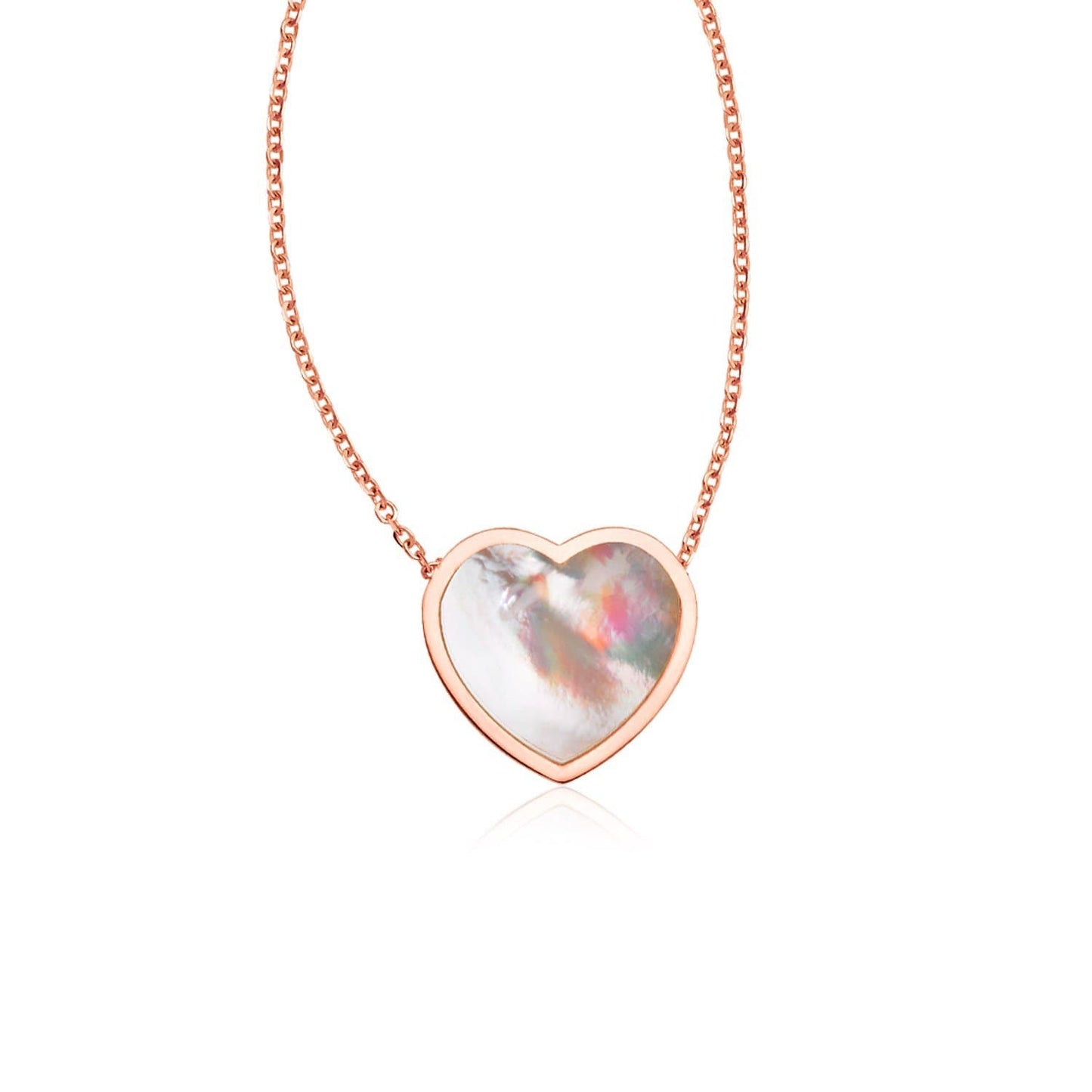 14k Rose Gold Heart Necklace with Mother of Pearl