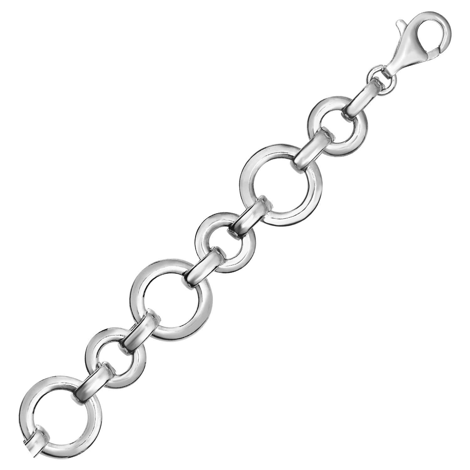 Polished Round Link Bracelet in Sterling Silver