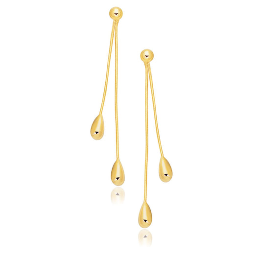 Double Drop Earrings in 14k Yellow Gold
