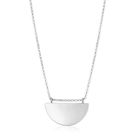 Sterling Silver 18 inch Polished Half Circle Necklace