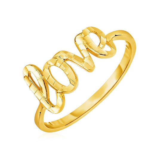 14k Yellow Gold Ring with Love