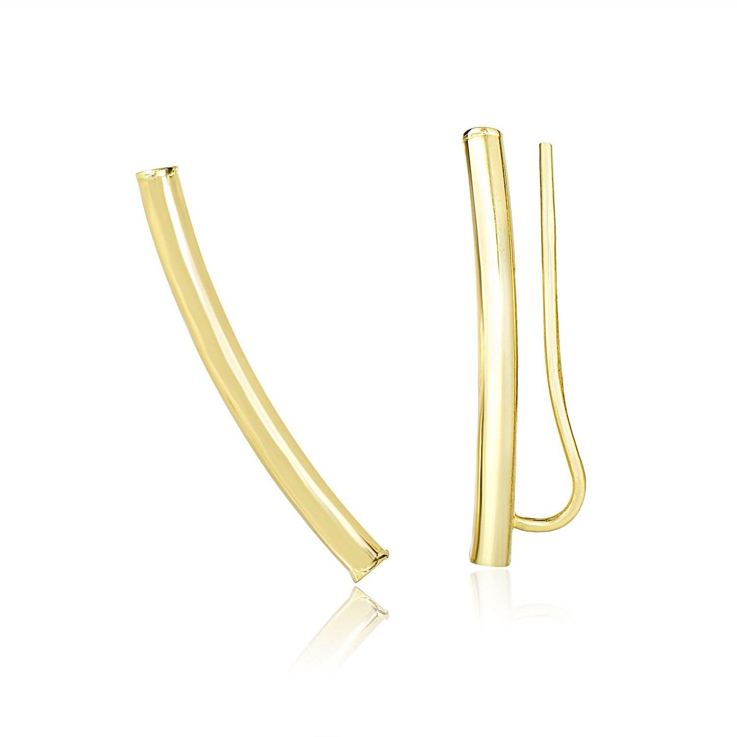 14k Yellow Gold Curved Tube Polished Earrings