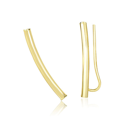 Curved Ear Climbers in 14k Yellow Gold