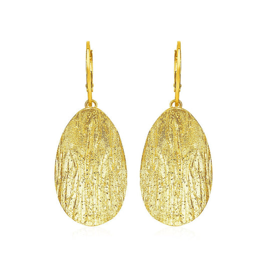 Textured Oval Earrings with Yellow Finish in Sterling Silver