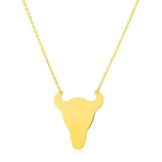 14K Yellow Gold Necklace with Longhorn