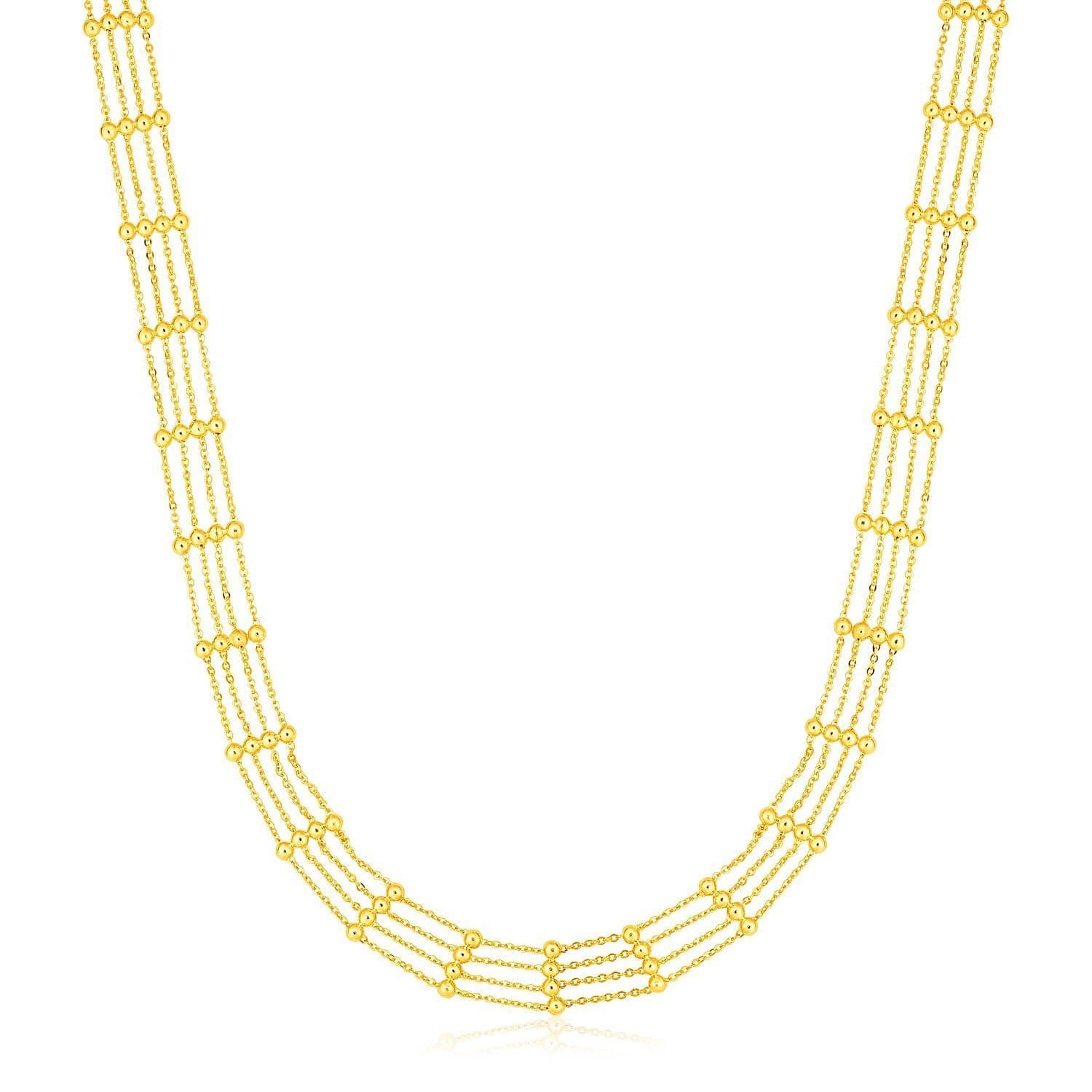 14k Yellow Gold Choker Necklace with Polished Beads