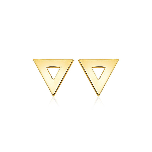 14k Yellow Gold Polished Open Triangle Post Earrings