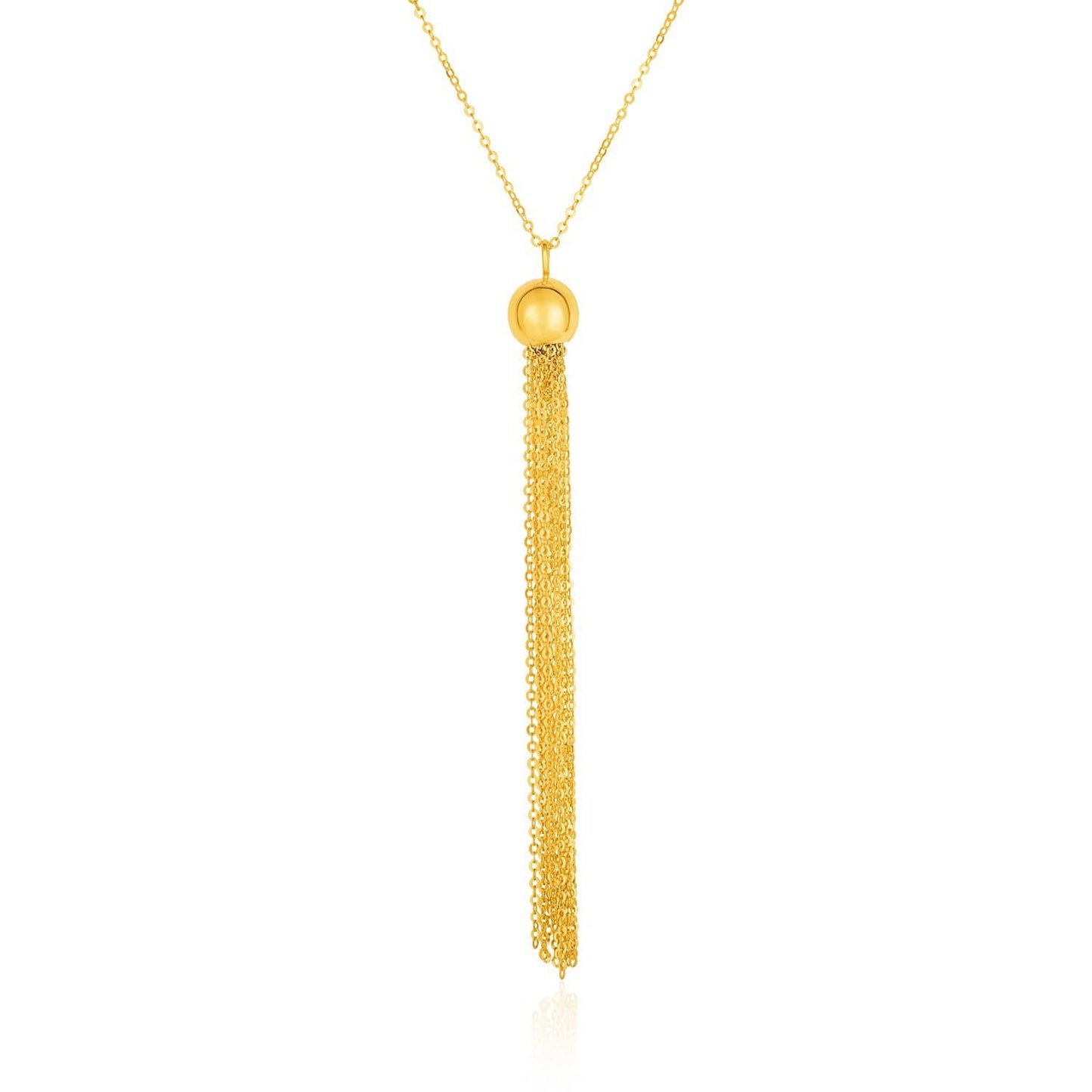 14k Yellow Gold Ball and Multi-Strand Tassel Necklace
