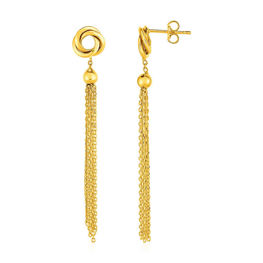 Love Knots & Tassels Earrings in 14k Yellow Gold