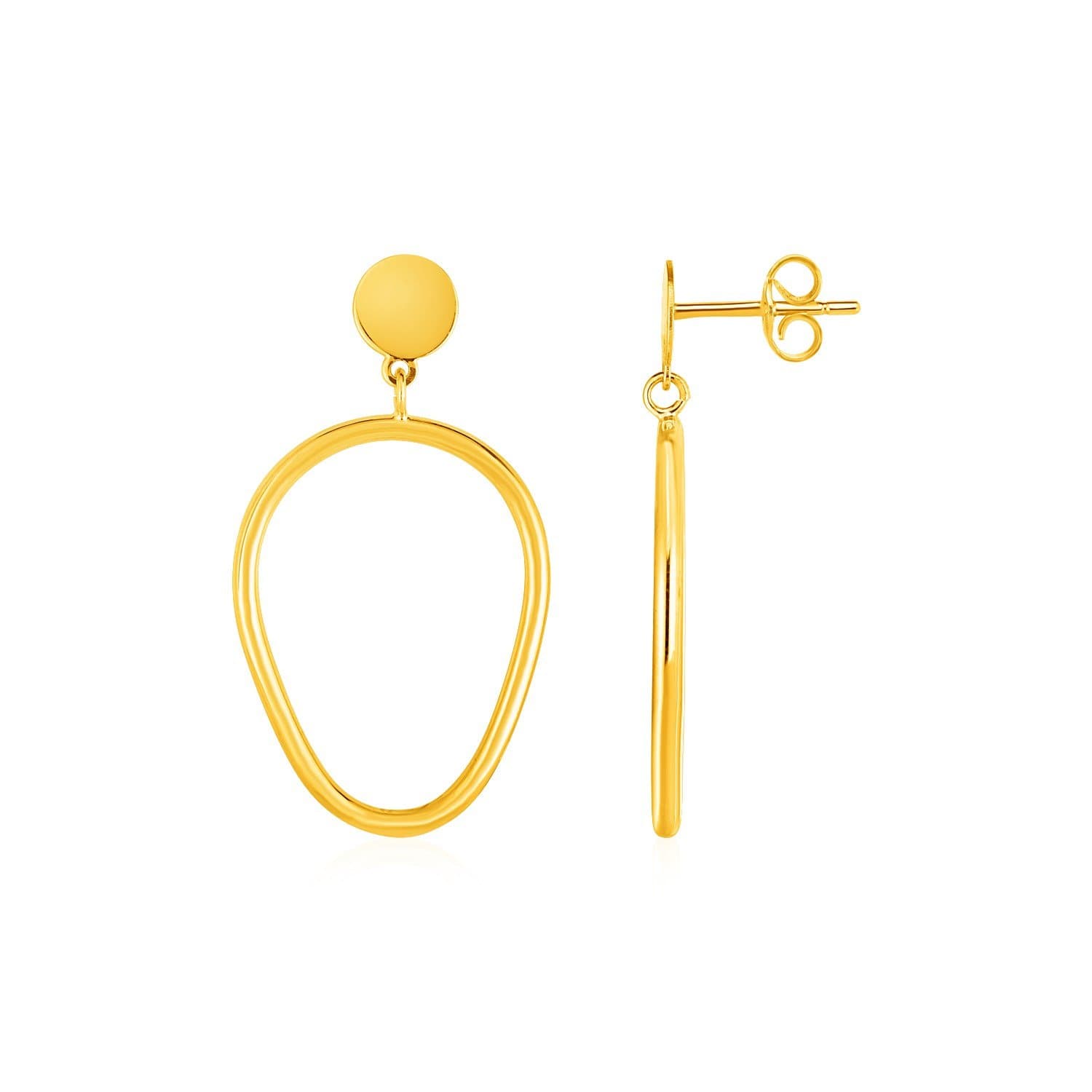 Shiny Pear Shaped Drop Earrings in 14k Yellow Gold