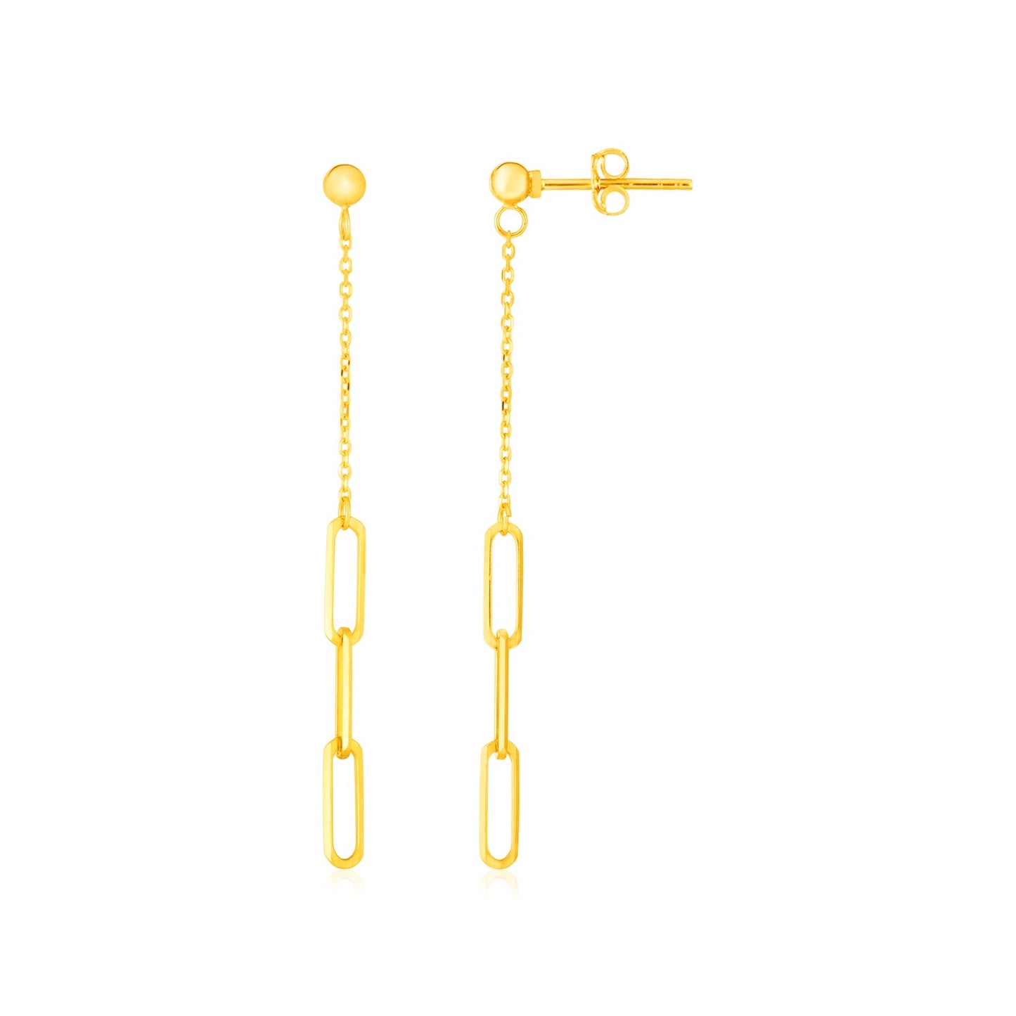 Paperclip & Fine Link Earrings in 14K Yellow Gold