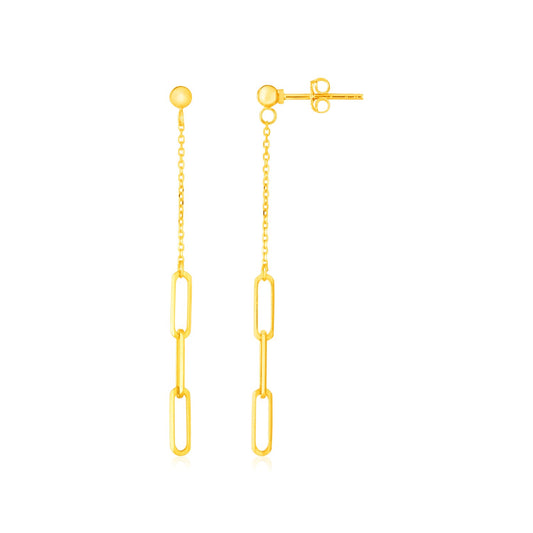 Paperclip & Fine Link Earrings in 14K Yellow Gold