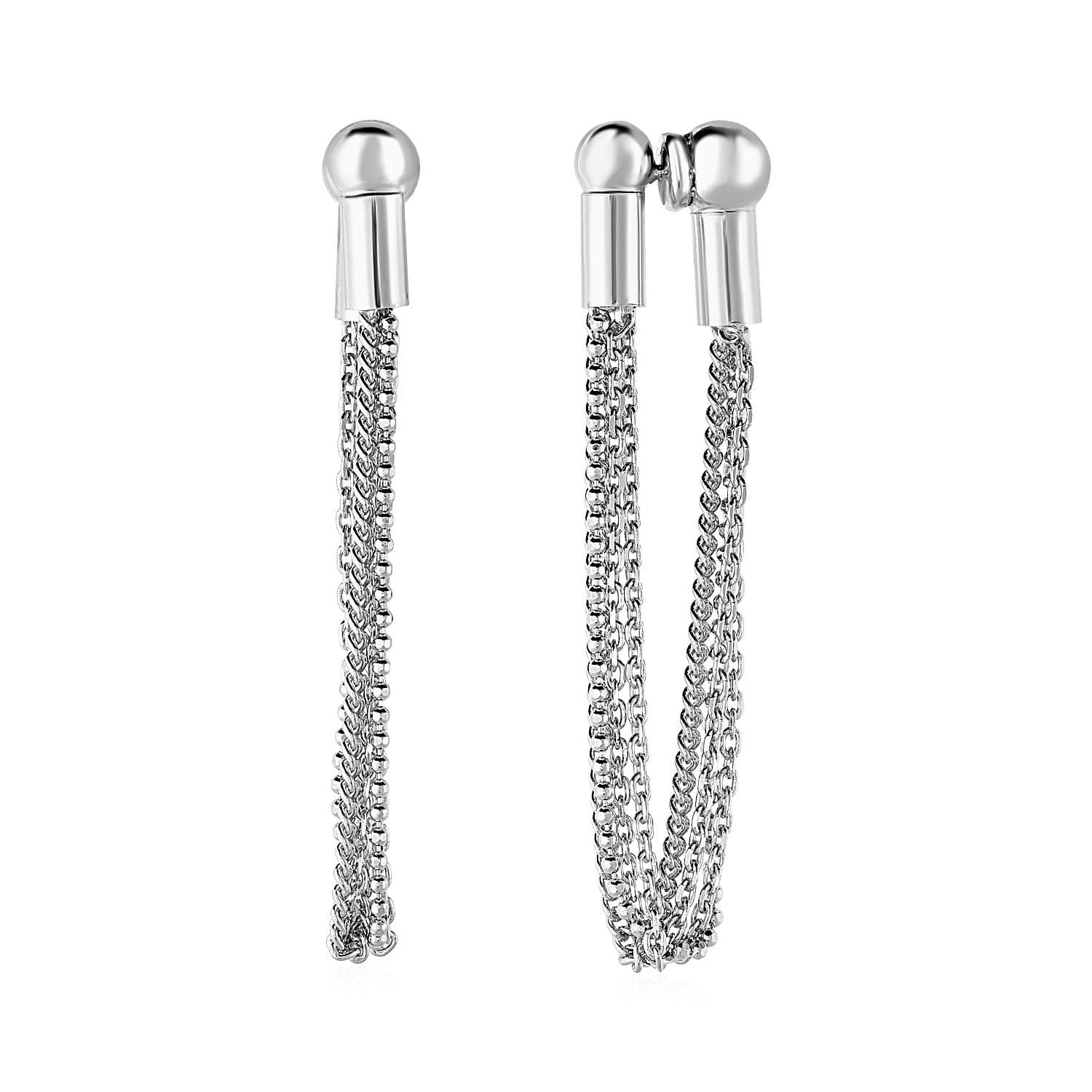 Earrings with Fine Hanging Chains in Sterling Silver